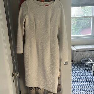 Betsey Johnson Bodycon/Scuba Long Sleeve White Dress